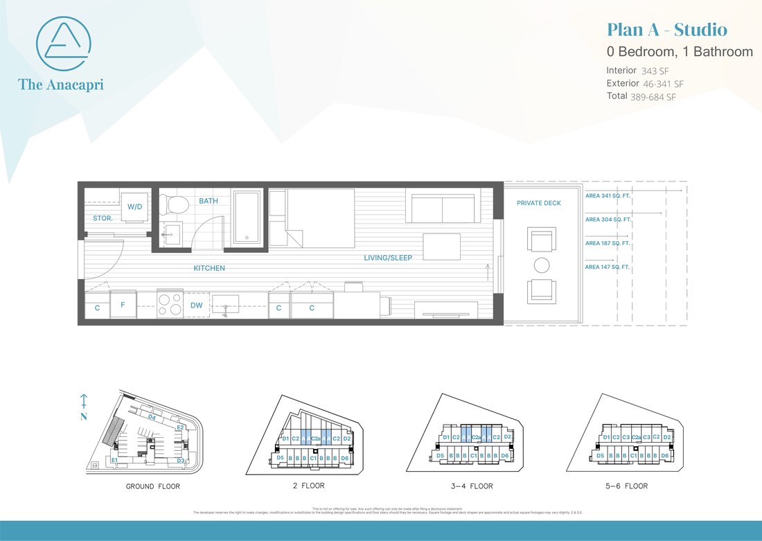 Plan A floor plan, Studio, 1 Bath, 343 SF interior
