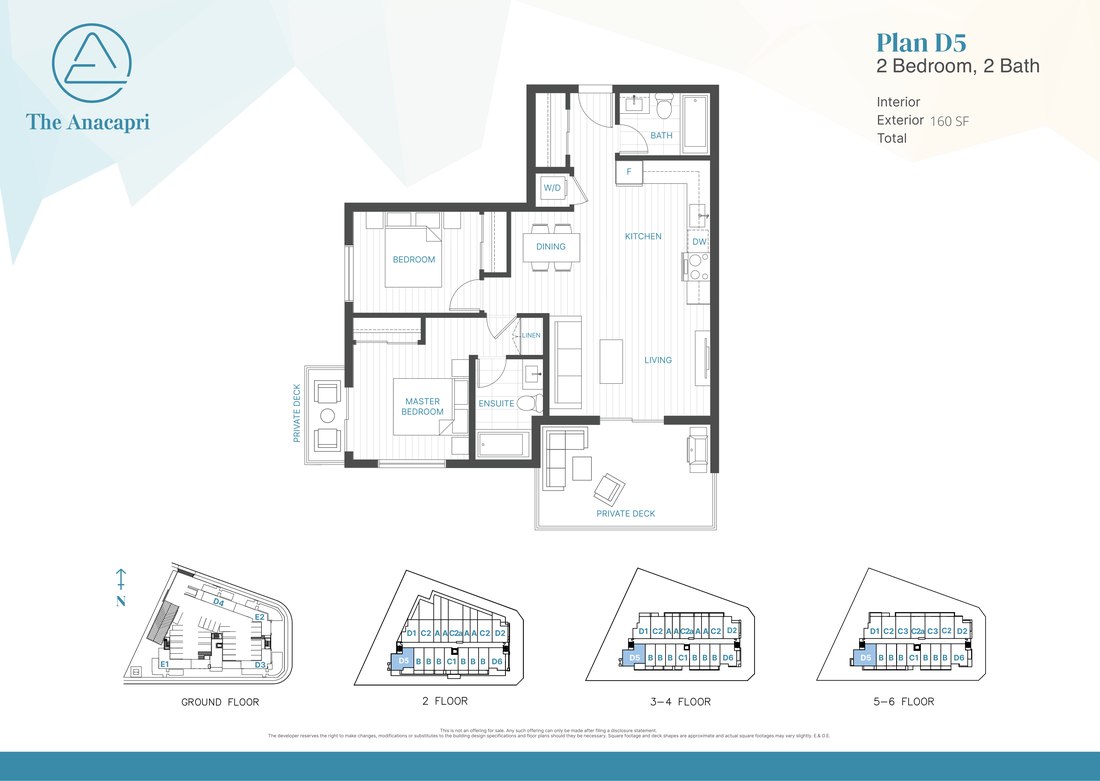 Plan D5 floor plan, 2 Bed, 2 Bath, 837 SF interior
