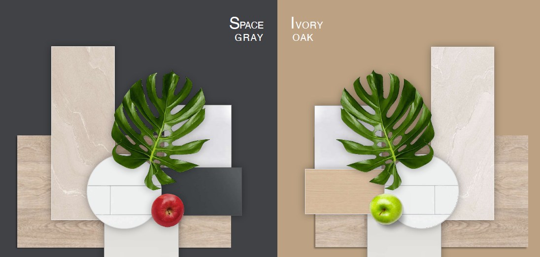 Space Gray and Ivory Oak material palettes for The Anacapri